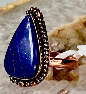 Large Southwestern Lapis Lazuli Copper Statement Ring Adjustable Size NEW